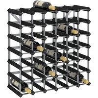 Berkfield Home Wine Rack for 42 Bottles Black Solid Pine Wood