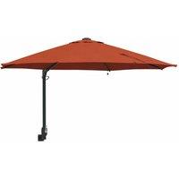 Berkfield Home Wall-mounted Garden Parasol with LEDs Terracotta 248 cm in Orange