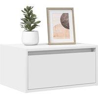 Berkfield Home Wall-mounted Bedside Cabinet with LED Lights White