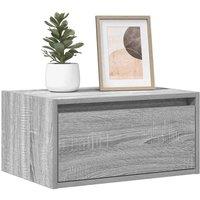Berkfield Home Wall-mounted Bedside Cabinet with LED Lights Grey Sonoma