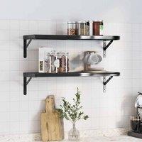 Berkfield Home Wall Shelves 2 pcs 75x23.5 cm Black Stainless Steel