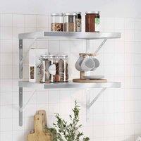 Berkfield Home Wall Shelves 2 pcs 50x40x3 cm Silver Stainless Steel | Size: 50 x 40 x 3 cm