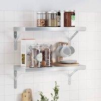 Berkfield Home Wall Shelves 2 pcs 50x23.5 cm Silver Stainless Steel