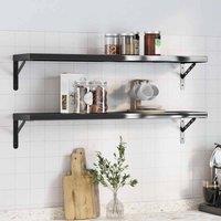 Berkfield Home Wall Shelves 2 pcs 100x23.5x3 cm Black Stainless Steel