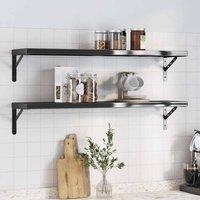 Berkfield Home Wall Shelves 2 pcs 100x23.5 cm Black Stainless Steel