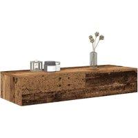 Berkfield Home Wall Shelf with Drawers Old Wood 100x36x19 cm Engineered Wood in Brown | Size: 100 x 36 x 19 cm