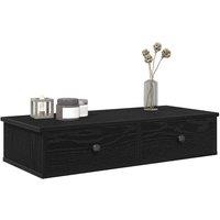 Berkfield Home Wall Shelf with Drawers Black 80x31x17 cm Engineered Wood | Size: 80 x 31 x 17 cm