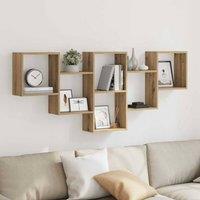 Berkfield Home Wall Shelf Artisian Oak 159x18x66 cm Engineered Wood in Brown | Size: 159 x 18 x 66 cm