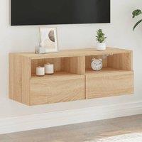 Berkfield Home TV Wall Cabinet Sonoma Oak 80x30x30 cm Engineered Wood in Natural | Size: 80 x 30 x 30 cm