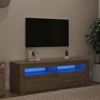 Berkfield Home TV Cabinet with LED Lights Sonoma Oak 120x35x40 cm in Natural | Size: 120 x 35 x 40 cm