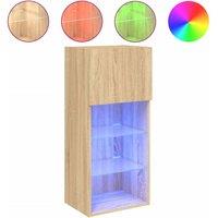 Berkfield Home TV Cabinet with LED Lights Sonoma Oak 40.5x30x90 cm in Tan