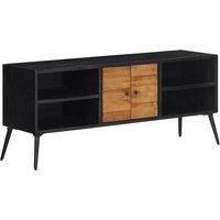 Berkfield Home TV Cabinet 112x31x45 cm Solid Reclaimed Teak in Black | Size: 112 x 31 x 45 cm