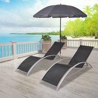 Berkfield Home Sun Loungers with Umbrella Aluminium Black