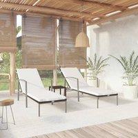 Berkfield Home Sun Loungers 2 pcs with Table Poly Rattan Brown