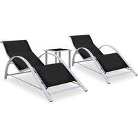 Berkfield Home Sun Loungers 2 pcs with Table Aluminium Black