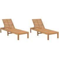 Berkfield Home Sun Loungers 2 pcs Solid Wood Teak in Brown