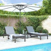 Berkfield Home Sun Loungers 2 pcs Grey 199.5x60x74 cm Solid Wood Pine