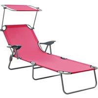 Berkfield Home Sun Lounger with Canopy Steel Pink