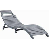 Berkfield Home Sun Lounger Grey Wash Solid Acacia Wood