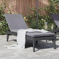 Berkfield Home Sun Lounger Anthracite 186x60x29 cm PP in Black | Size: 186 x 60 x 29 cm