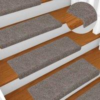 Berkfield Home Stair Mats 15 pcs Needle Punch 65x21x4 cm Cream in Taupe | Size: Medium