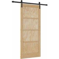 Berkfield Home Sliding Door with Hardware Set 86x198.5 cm Solid Wood Pine in Light Brown