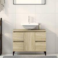 Berkfield Home Sink Cabinet Sonoma Oak 80x33x60 cm Engineered Wood in Light Oak | Size: 80 x 33 x 60 cm