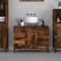 Berkfield Home Sink Cabinet Smoked Oak 80x33x60 cm Engineered Wood in Brown | Size: 80 x 33 x 60 cm