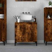 Berkfield Home Sink Cabinet Smoked Oak 58x33x60 cm Engineered Wood in Brown | Size: 58 x 33 x 60 cm