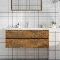 Berkfield Home Sink Cabinet Smoked Oak 100x38.5x45 cm Engineered Wood in Brown