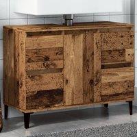 Berkfield Home Sink Cabinet Old Wood 80x33x60 cm Engineered Wood in Brown | Size: 80 x 33 x 60 cm