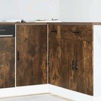 Berkfield Home Sink Base Cabinet Smoked Oak Engineered Wood in Brown
