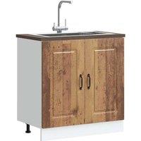 Berkfield Home Sink Base Cabinet Kalmar Old Wood 80x46x81.5 cm Engineered Wood in Brown