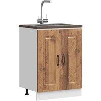 Berkfield Home Sink Base Cabinet Kalmar Old Wood 60x46x81.5 cm Engineered Wood in Brown
