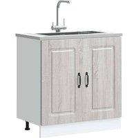 Berkfield Home Sink Base Cabinet Kalmar Grey Sonoma 80x46x81.5 cm Engineered Wood
