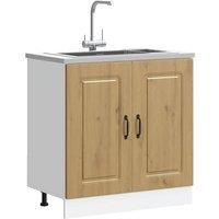 Berkfield Home Sink Base Cabinet Kalmar Artisan Oak 80x46x81.5 cm Engineered Wood in Brown