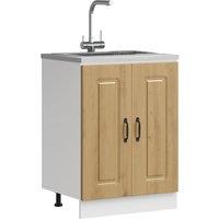 Berkfield Home Sink Base Cabinet Kalmar Artisan Oak 60x46x81.5 cm Engineered Wood in Brown