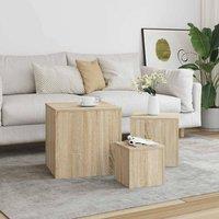 Berkfield Home Side Tables 3 pcs Sonoma Oak Engineered Wood in Light Tan