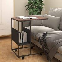 Berkfield Home Side Table with Wheels Black 55x36x63.5 cm Engineered Wood