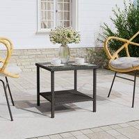 Berkfield Home Side Table Black 45x45x45 cm Poly Rattan & Tempered Glass | Size: 45 x 45 x 45 cm