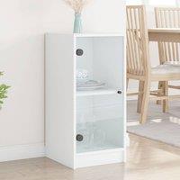 Berkfield Home Side Cabinet with Glass Doors White 35x37x75.5 cm
