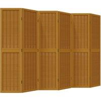 Berkfield Home Room Divider 6 Panels Brown Solid Wood Paulownia