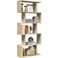 Berkfield Home Room Divider Bookcase 5-Tier Sonoma Oak 70x24x161 cm Engineered Wood in Natural | Size: 70 x 24 x 161 cm