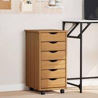 Berkfield Home Rolling Cabinet with Drawers MOSS Honey Brown Solid Wood Pine