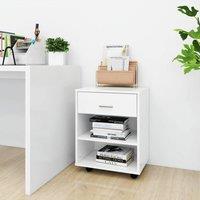 Berkfield Home Rolling Cabinet White 46x36x59 cm Engineered Wood | Size: 46 x 36 x 59 cm