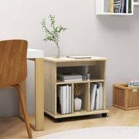Berkfield Home Rolling Cabinet Sonoma Oak 60x45x60 cm Engineered Wood in Light Oak | Size: 60 x 45 x 60 cm