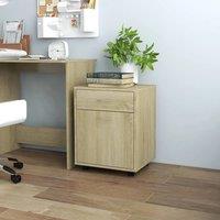 Berkfield Home Rolling Cabinet Sonoma Oak 45x38x54 cm Engineered Wood in Light Brown | Size: 45 x 38 x 54 cm