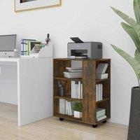 Berkfield Home Rolling Cabinet Smoked Oak 60x35x75 cm Engineered Wood in Brown | Size: 60 x 35 x 75 cm