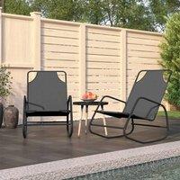Berkfield Home Rocking Sun Loungers 2 pcs Grey Steel & Textilene