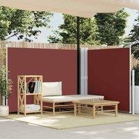 Berkfield Home Retractable Side Awning Brown 140x1000 cm in Burgundy
